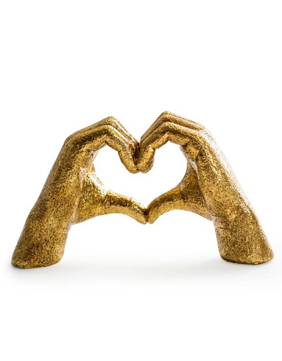 Antique gold Heart Hands decorative ornament featuring sculpted hands forming a heart shape for modern home décor.