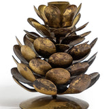 Antique gold pinecone candle holder for Christmas table styling