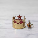 Antique gold tealight votive candle holder with decorative star crown detail
