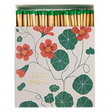 Archivist Nasturtium luxury matchbox featuring Wanderlust Paper Co. botanical artwork with vibrant nasturti