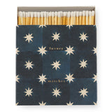 Archivist Navy Star luxury matchbox by Wanderlust Paper Co. with gold foil stars on a rich navy background