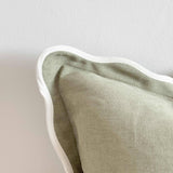 Chloe Sage Scalloped Cushion Cover 45x45cm – Linen Blend