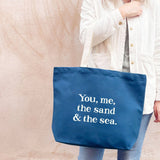 You, Me, the Sand & the Sea Canvas Tote Bag – Ocean Blue