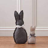 Grey & White Easter Bunny Decorations (Set of 2) – Fabric Spring Table Deco