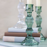 Bella Glass Candlestick – Green
