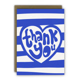 Cute Thank You Card - A6 - Heart and Nautical Stripes