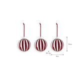 Purton Striped Glass Christmas Baubles – Berry & Gold, Set of 3