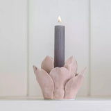 Shop our Small Blush Pink Petal Candle Holder, a sculptural ceramic design for dinner and taper candles. Perfect for tables, flowers and candlelit styling.