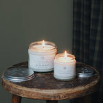 The Botanical Candle Co. Quiescent natural soy candle in a recycled glass jar, hand-poured in Dorset with eucalyptus, lavender and frankincense essential oils.