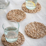 Brading Set of 4 handwoven natural seagrass coasters.