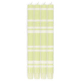 British Colour Standard striped dinner candles in Eau De Nil and Pearl, hand-poured vegetable wax taper candles in a pack of four.