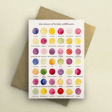 Shop the Colours of British Wildflowers card. A luxury watercolour floral greeting card printed on 300gsm cardstock with kraft envelope.