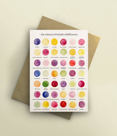 Shop the Colours of British Wildflowers card. A luxury watercolour floral greeting card printed on 300gsm cardstock with kraft envelope.