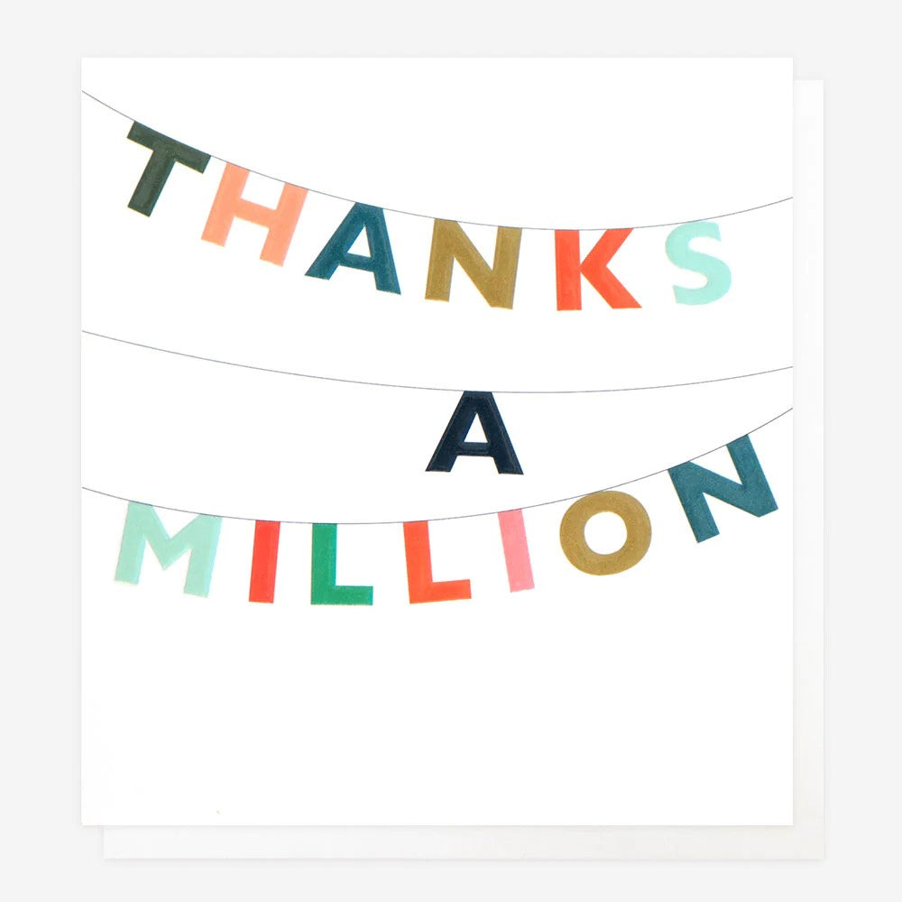 Say thank you with this bright and colourful Bunting Thank You Card. Blank inside, recyclable and sustainably made in England.