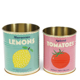Retro Metal Storage Tins – Lemon &amp; Tomato Print