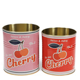 Retro Cherry Print Metal Storage Tins