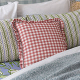Maude Gingham Cushion – Frilled Trim Cotton Cushion Terracotta