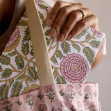 Block Printed Ruled Notebook (A5) - Marigold Glitz Blush