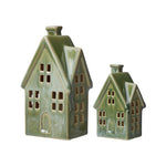 Shop our Green Ceramic House LED Light — a rustic ceramic ornament with a warm LED glow for an Autumn table or mantle décor.