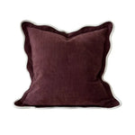 Chloe plum feather-filled cushion with scalloped edge, 55 x 55cm
