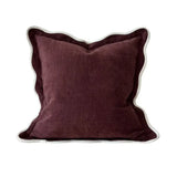 Chloe plum feather-filled cushion with scalloped edge, 55 x 55cm