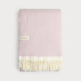 Clifton Polygon soft pink herringbone pure wool blanket with ivory tassels