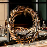 Antique brass metal mistletoe Christmas wreath decoration