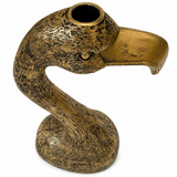 Antique Gold Flamingo Head Candle Holder | Decorative Metal Candlestick