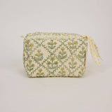 Paper Mirchi Small Organic Cotton Toiletry Bag – Floral Lattice Buttercream