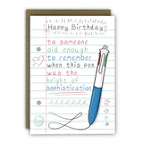 5x7 Funny Birthday Card - 4 Colour Pen Stationery Design
