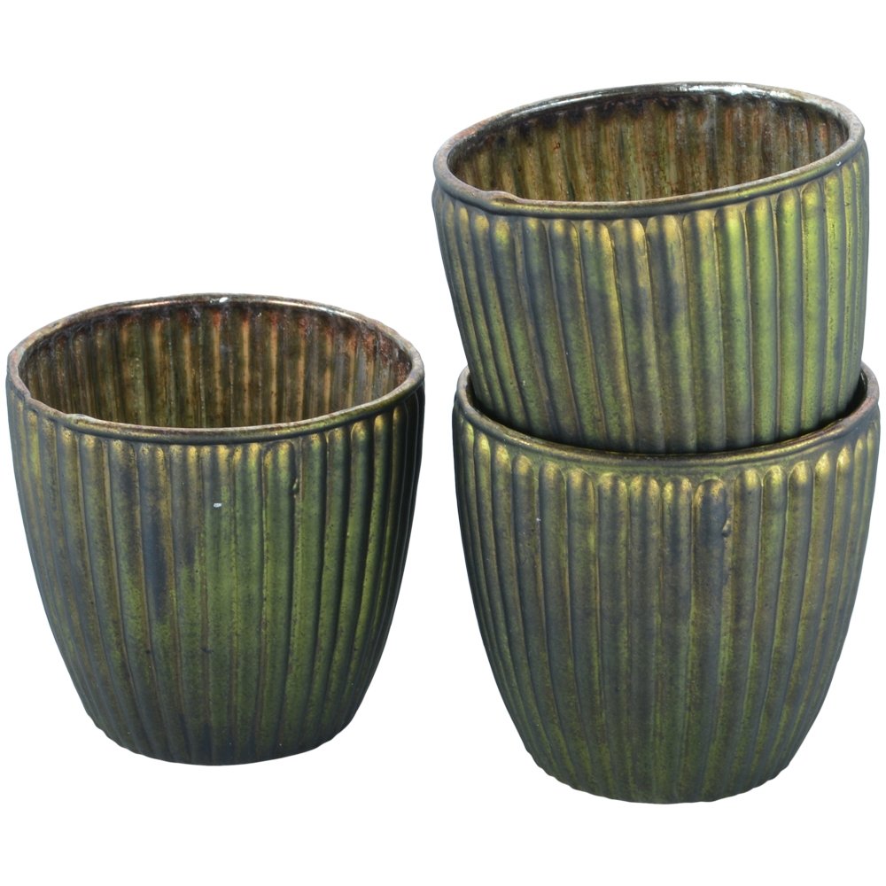 Dark green large ribbed frosted glass tealight votive