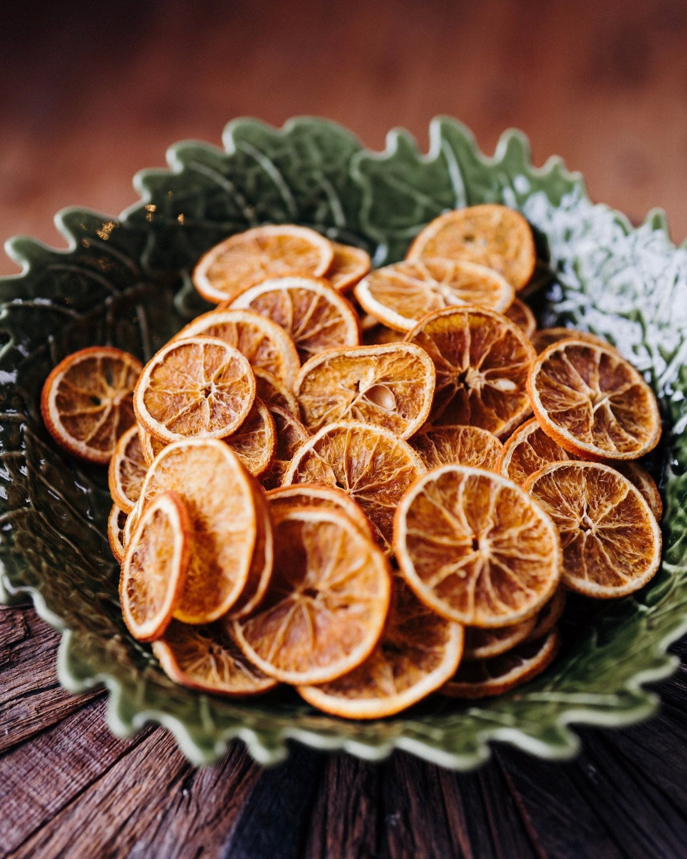 Natural dried orange slices for Christmas wreath making and festive decorations