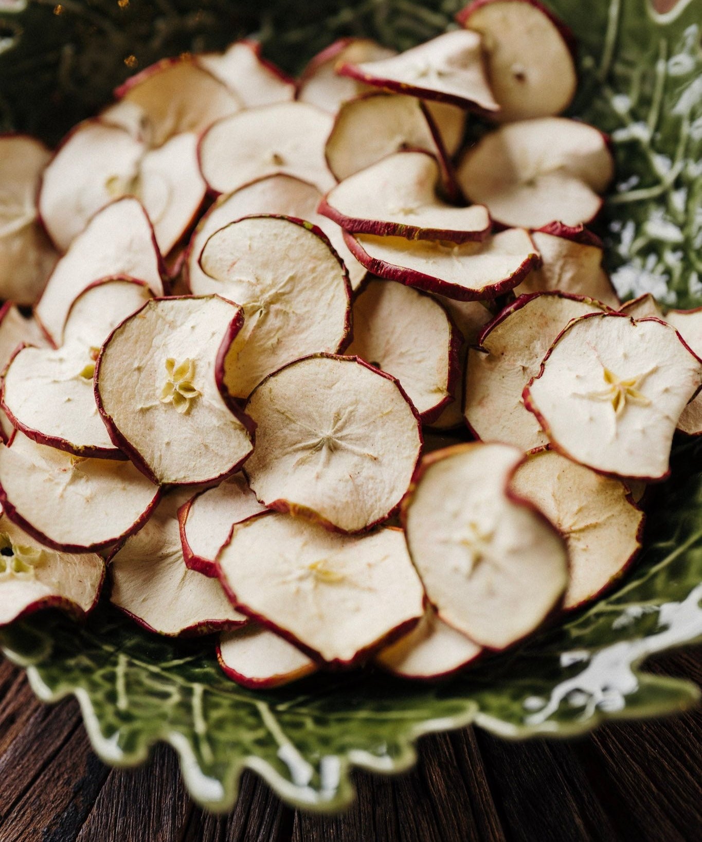 Dried red apple slices for Christmas wreath making, garlands and festive decorations