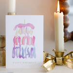 Triple the joy birthday card with handpainted cake design