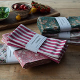 Botanical Table Rose Cotton Napkins (Set of 4) – Block Printed Floral Table Linen