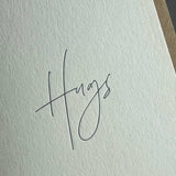 Hugs Letterpress Mini Card | Thinking of You Greeting Card