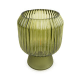 Green Ribbed Glass LED Table Lamp | Cordless Ambient Lamp
