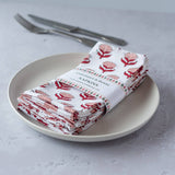 Lotus Flower Cherry Napkins (Set of 6) – Handmade Cotton Table Linen