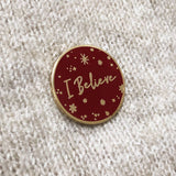 Red ‘I Believe’ Enamel Pin Badge – Christmas Stocking Filler