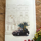 Black Cab Christmas Tree Card