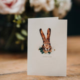 Discover the Lucky Rabbit Card by local artist Elena Deshmukh — a beautifully handmade luxury greeting card featuring delicate paper and stitch detail. Blank inside and sustainably produced in the UK.
