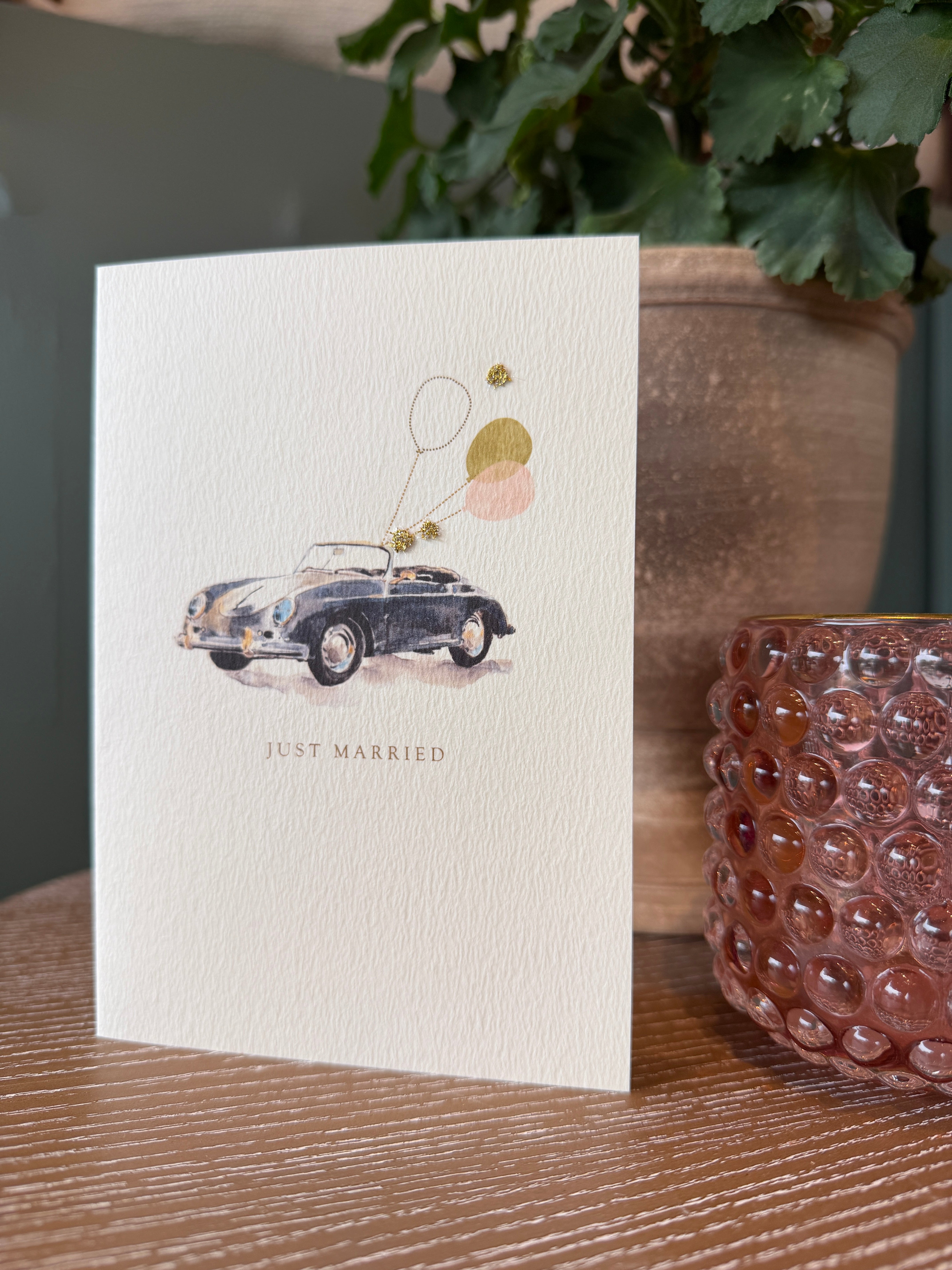 Elena Deshmukh Porsche Just Married handmade wedding card
