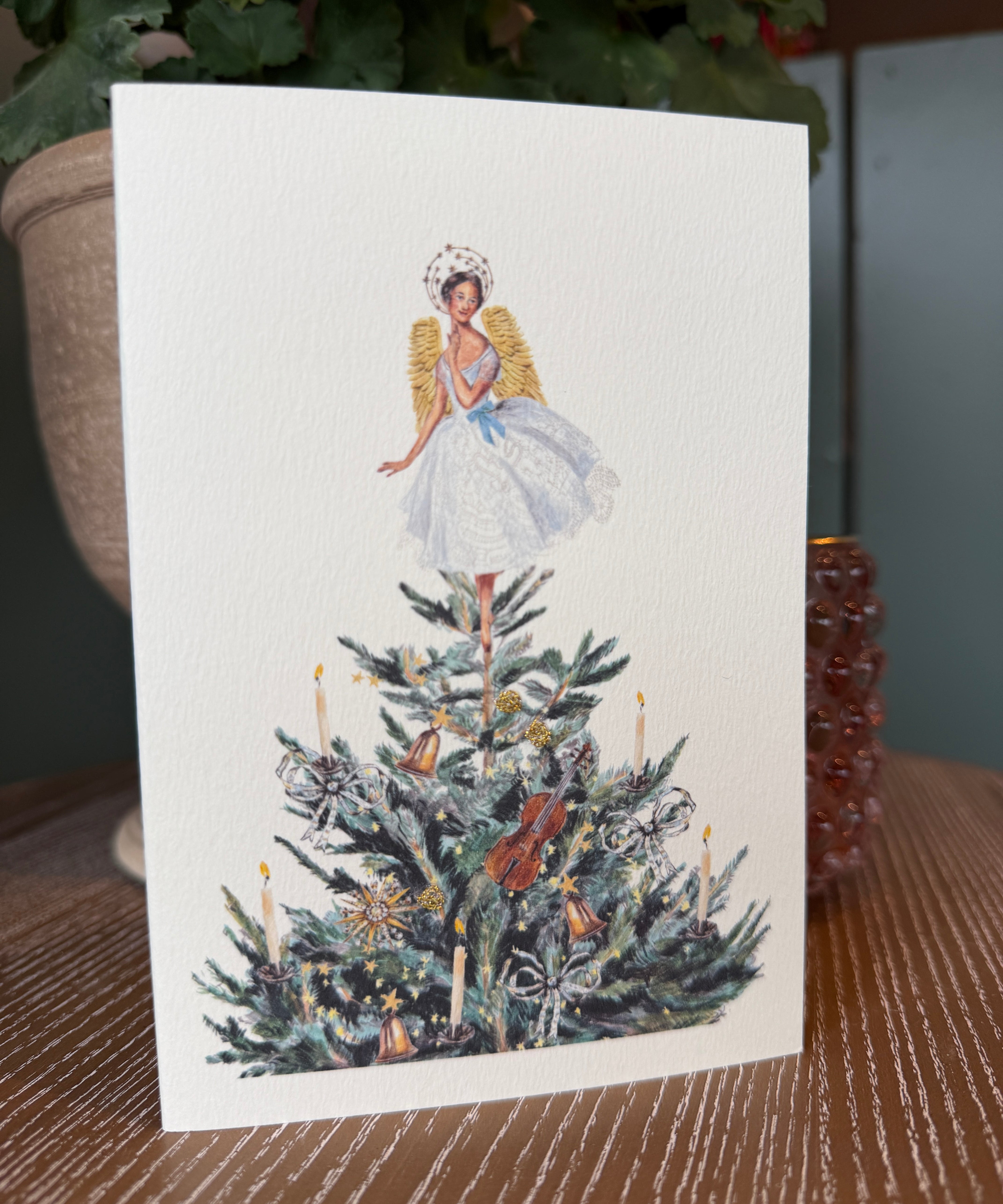 Elena Deshmukh Tree Top Angel handmade Christmas card