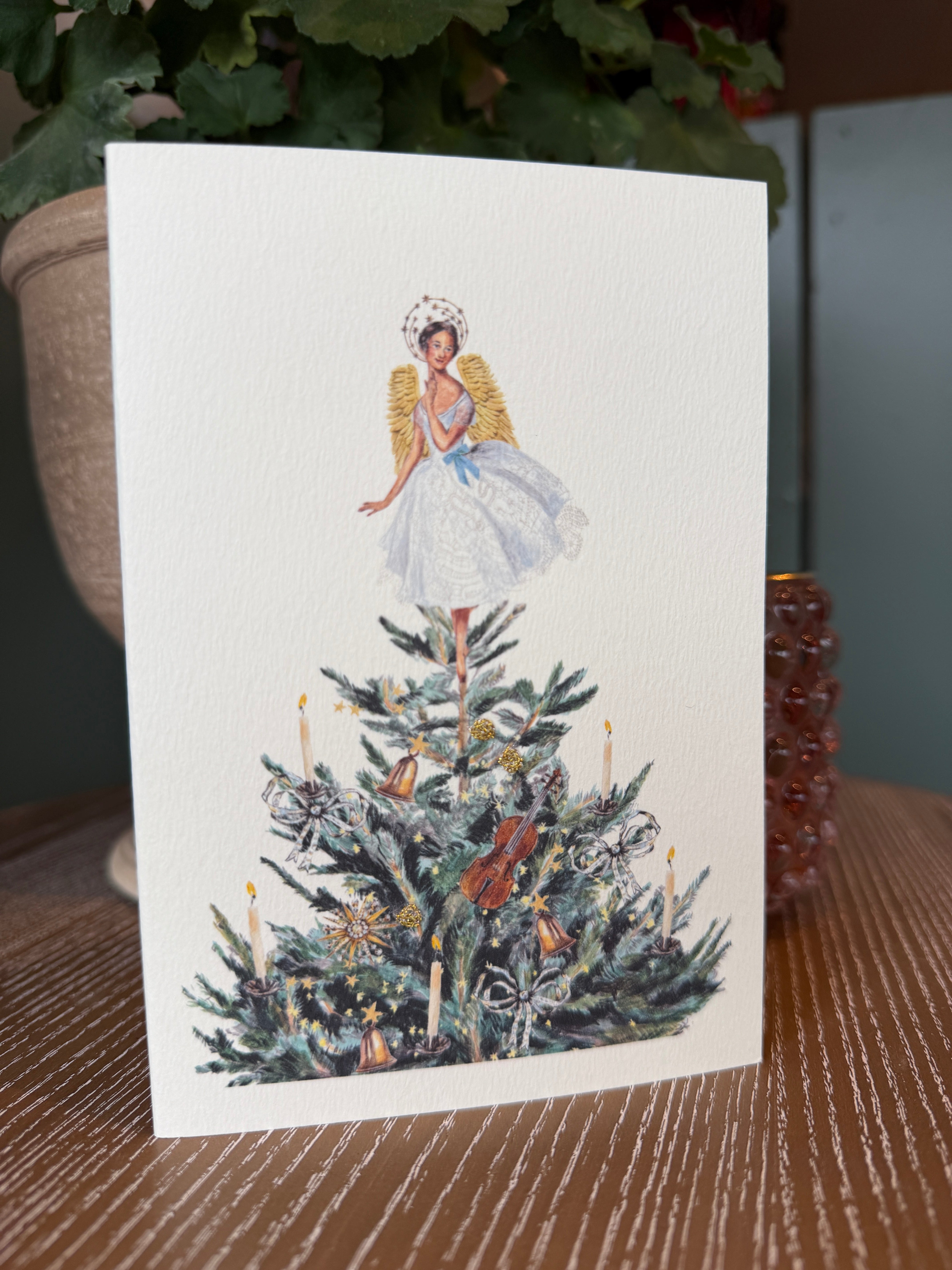 Elena Deshmukh Tree Top Angel handmade Christmas card