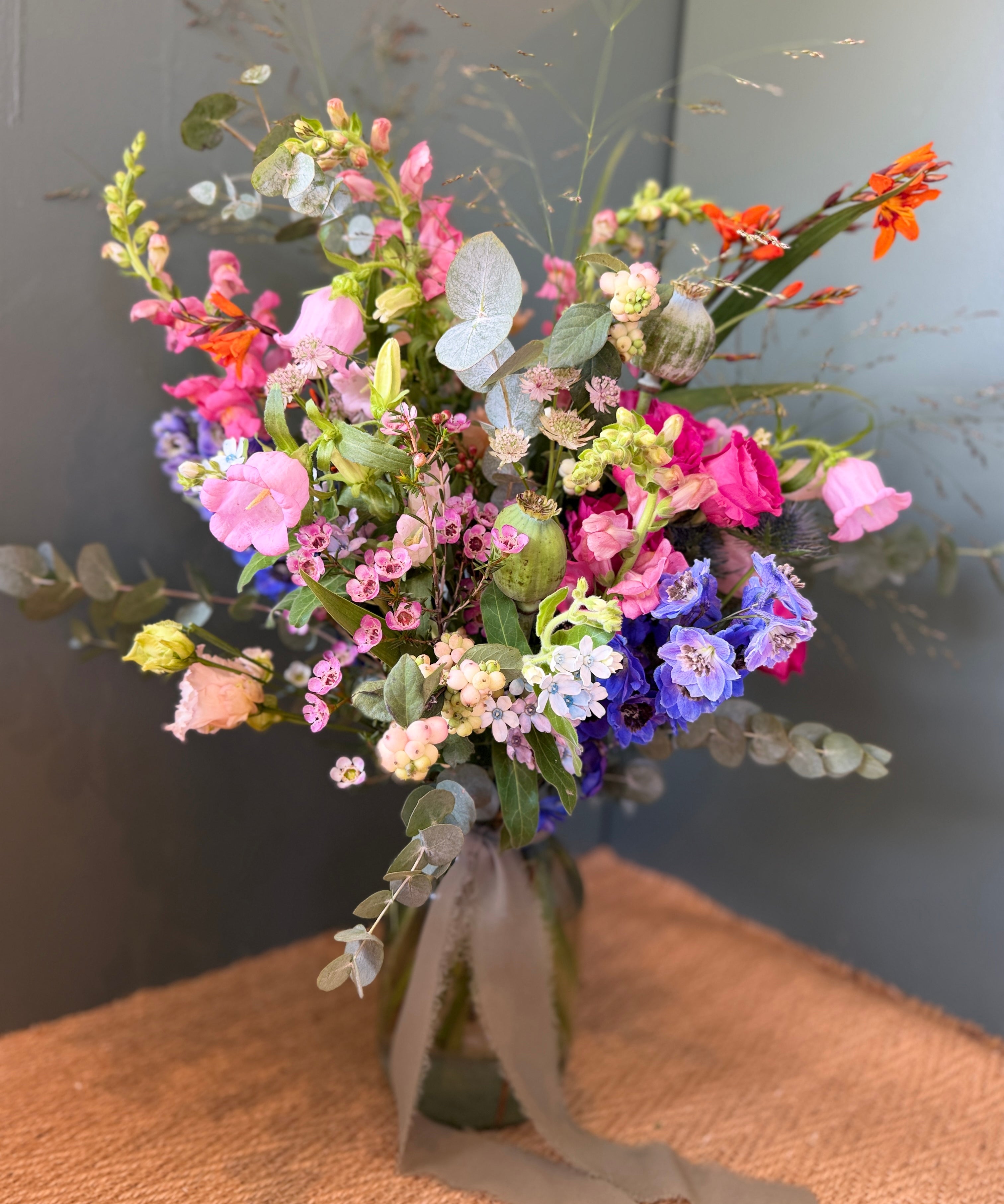 English country garden seasonal flowers arranged in a vase by Mad LiliesSurrey
