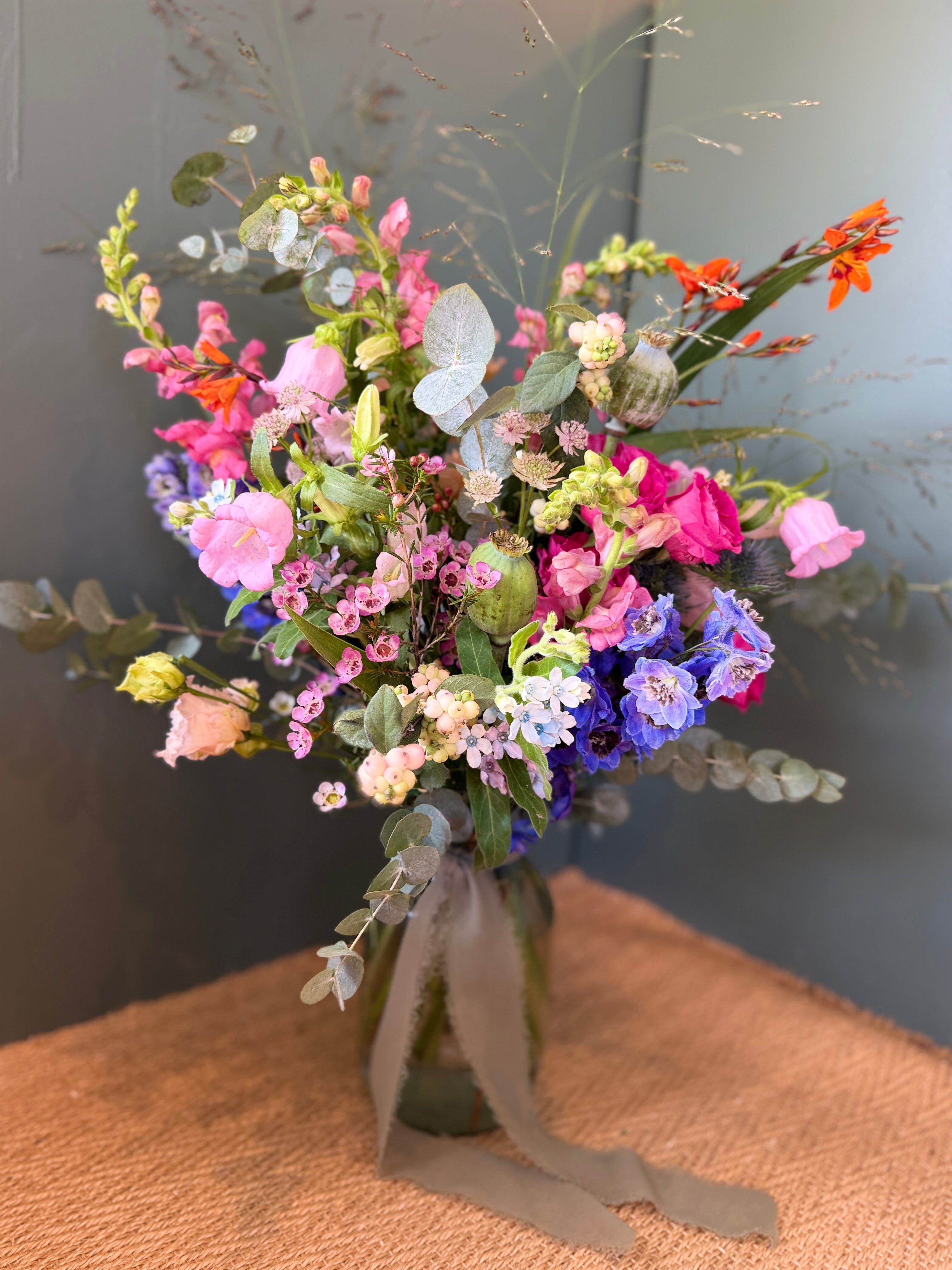 English country garden seasonal flowers arranged in a vase by Mad LiliesSurrey