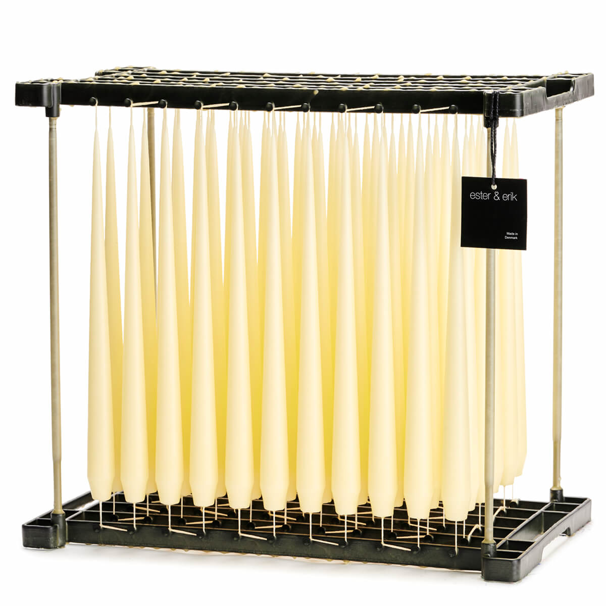 Ester & Erik Buttermilk 42cm tapered dinner candle in a warm creamy ivory with soft yellow undertones, traditionally hand-dipped in Denmark.