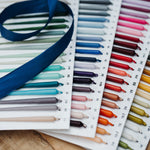 Ester & Erik Candle Colour Swatch Sample Cards with real wax samples, showcasing the hand-dipped candle colour palette for weddings, events and interior styling.
