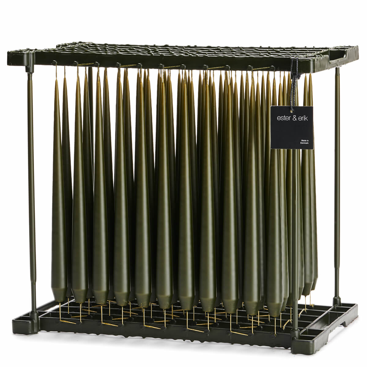 Ester & Erik Deep Forest 42cm tapered dinner candle in a rich woodland green, handcrafted and hand-dipped in Denmark.