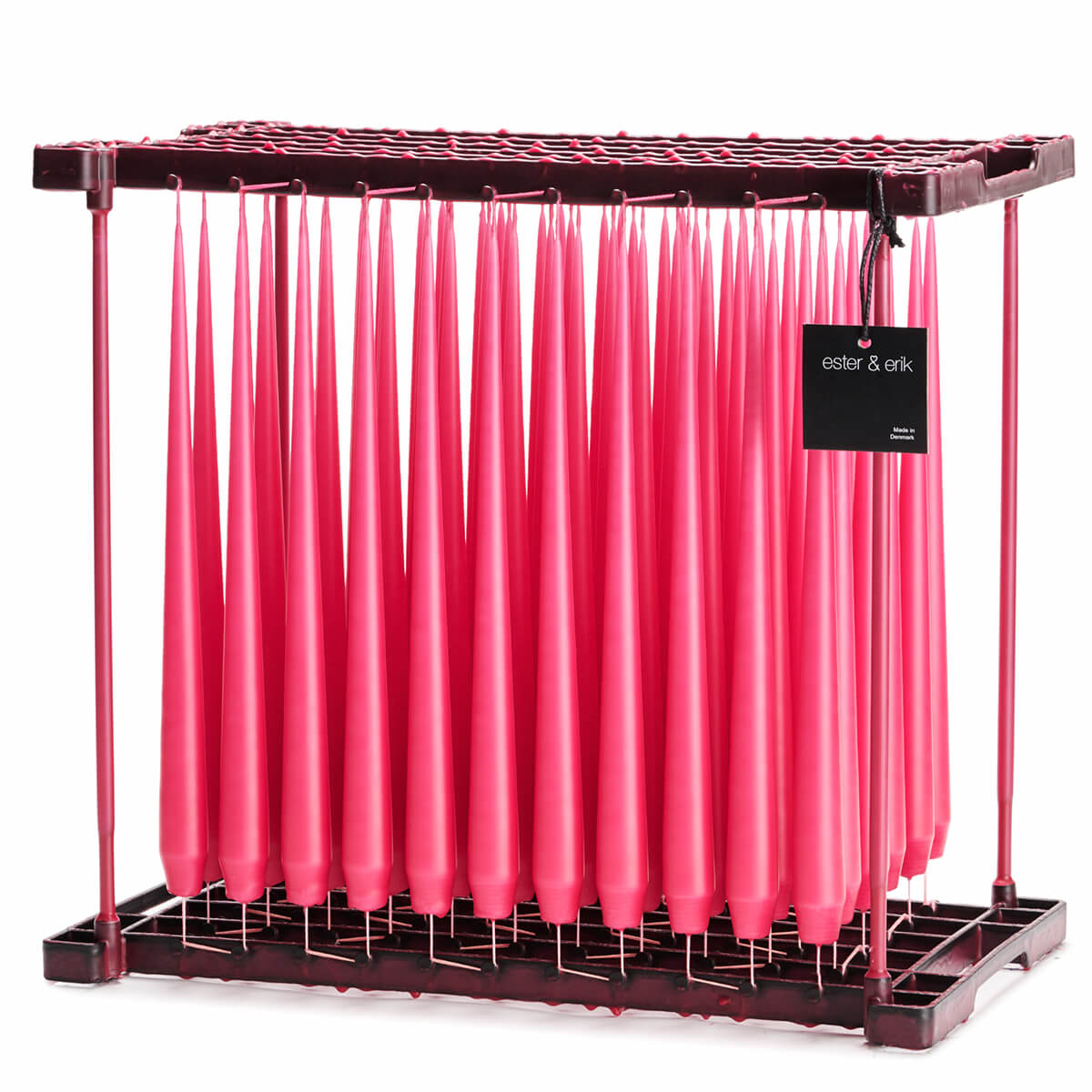 Ester & Erik Deep Pink 42cm tapered dinner candle in a rich vibrant magenta rose pink with warm undertones, traditionally hand-dipped in Denmark.